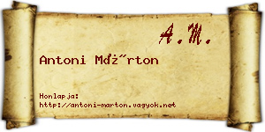 Antoni Márton névjegykártya