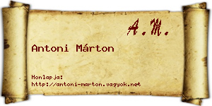 Antoni Márton névjegykártya
