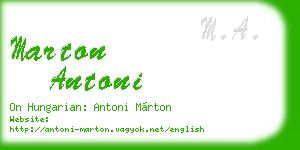 marton antoni business card